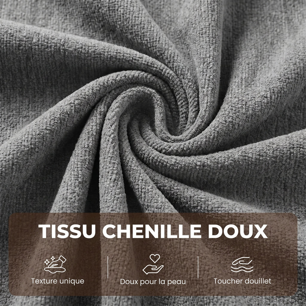 Canapé Convertible 3 Places Compressé 5 en 1, Canapé-Lit en Chenille 205cm, Assise Profonde, 2 Coussins, Gris-6