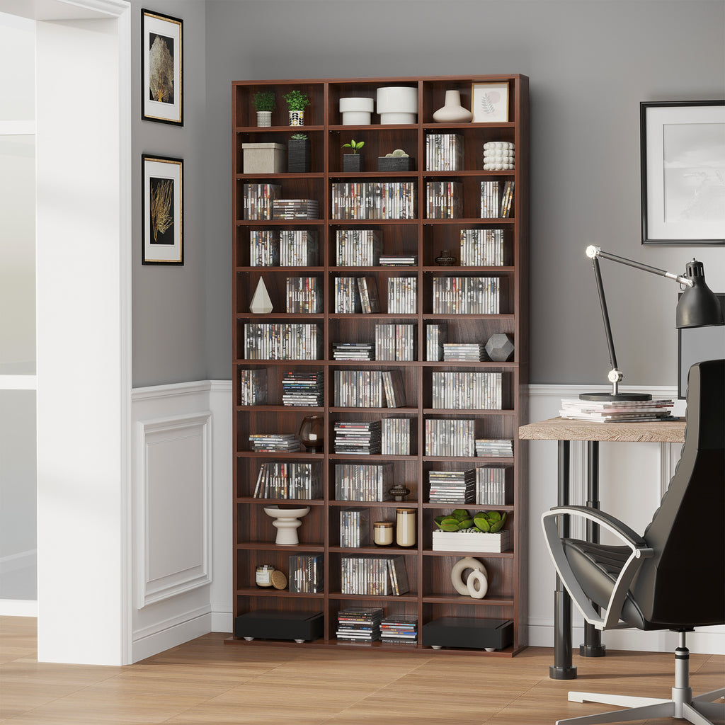 Rangements pour CD et DVD, étagère rangement, capacity max. 1116 CD/528 DVD, 36 compartiments et étagères réglables-6