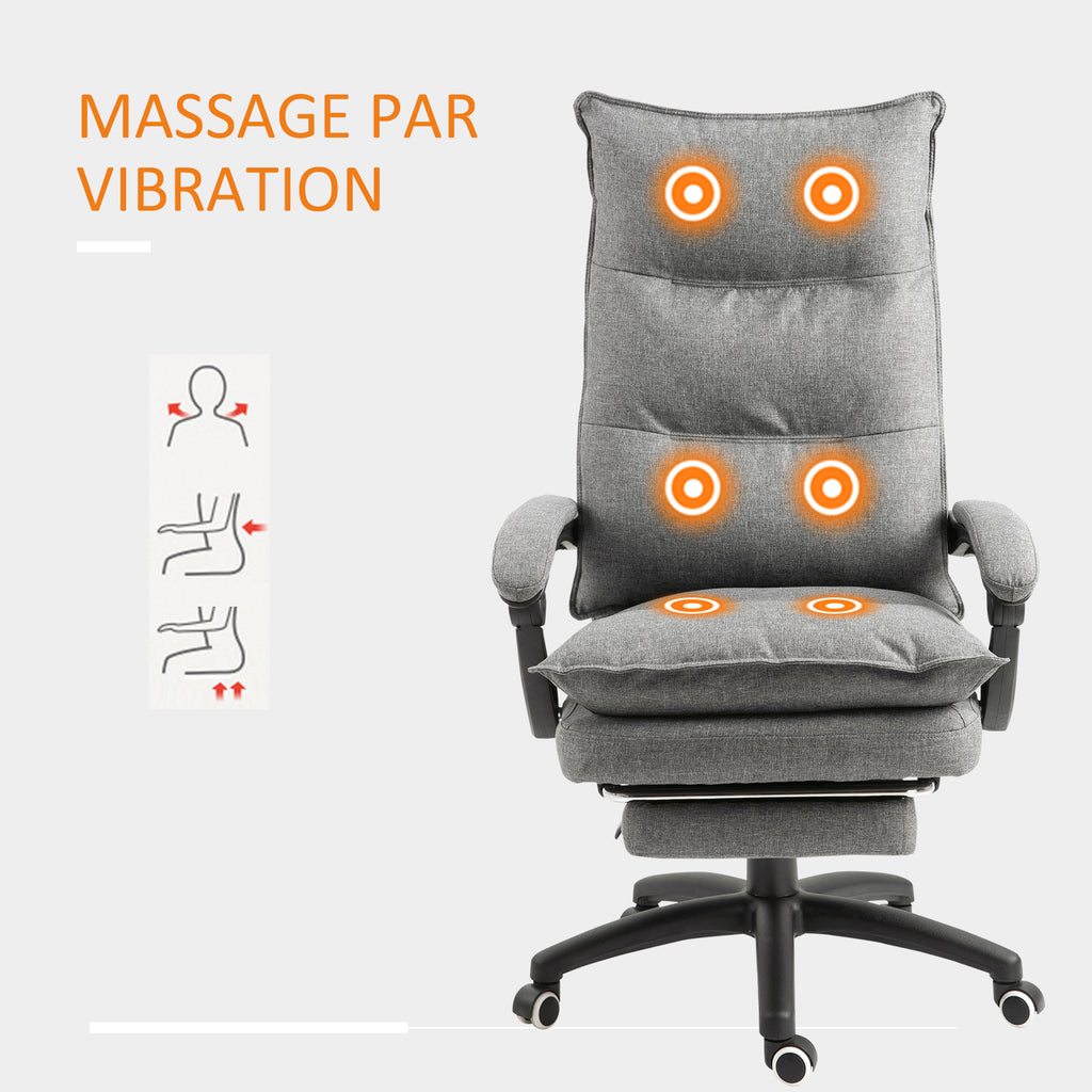 Fauteuil de bureau massant ergonomique, chaise de bureau avec dossier inclinable, hauteur réglable-6