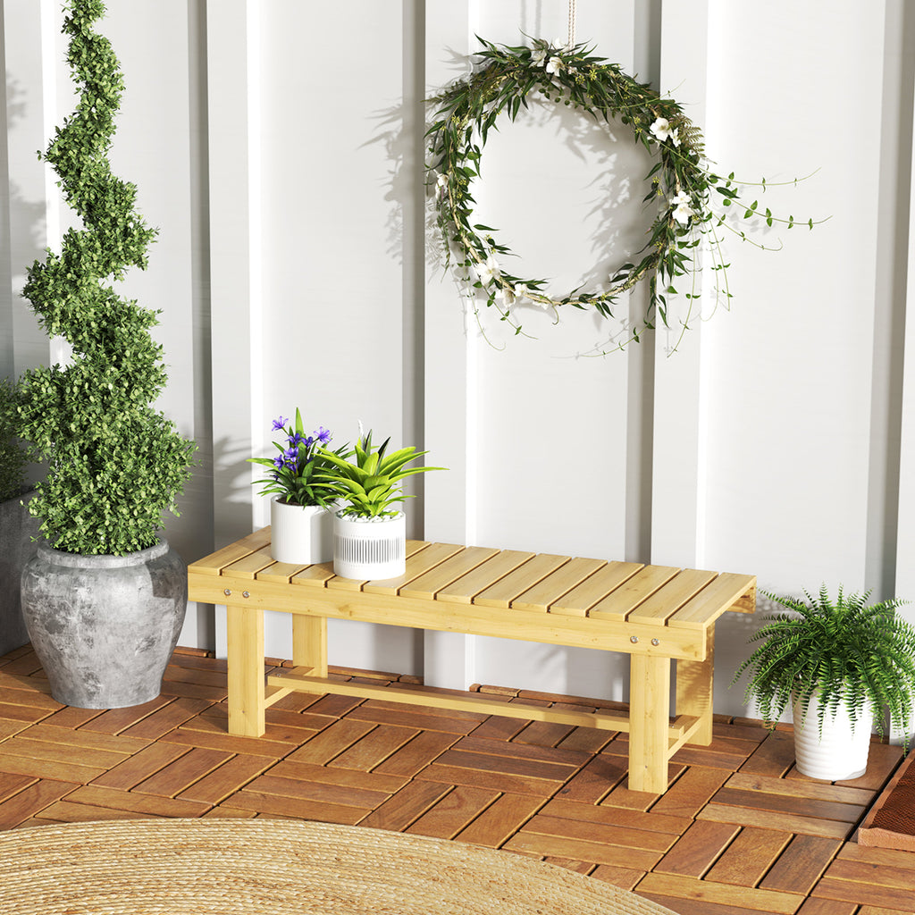 Banc de Jardin 2 Places Style Rural Chic Assise à Lattes dim. 110L x 38l x 35H cm Bois de Sapin pré-huilé-1