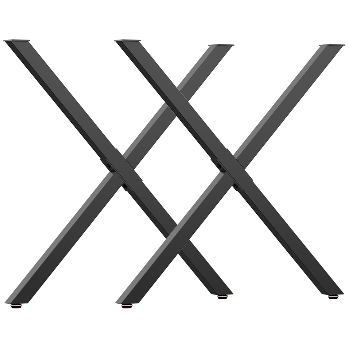 Lot de 2 pieds de table en forme en croix 70 x 72 cm design industriel pour table basse table de chevet noir-0