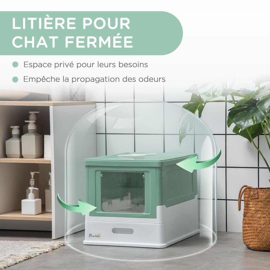 Lot de 2 maisons de toilette pour chat pliable double porte battante et supérieure pelle fourni 47,5 x 35,5 x 36,7 cm-5