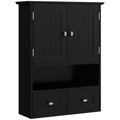 Armoire murale de salle de bain, armoire de toilette, avec portes, étagère, 2 tiroirs, 50,8l x 17,8P x 66H cm, noir-0