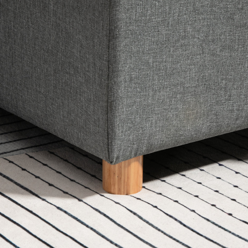 Canapé d'angle convertible canapé lit canapé 3 places modulable avec méridienne réversible, coffre de rangement intégré et 3 coussins de dossier, tissu aspect lin, gris-8