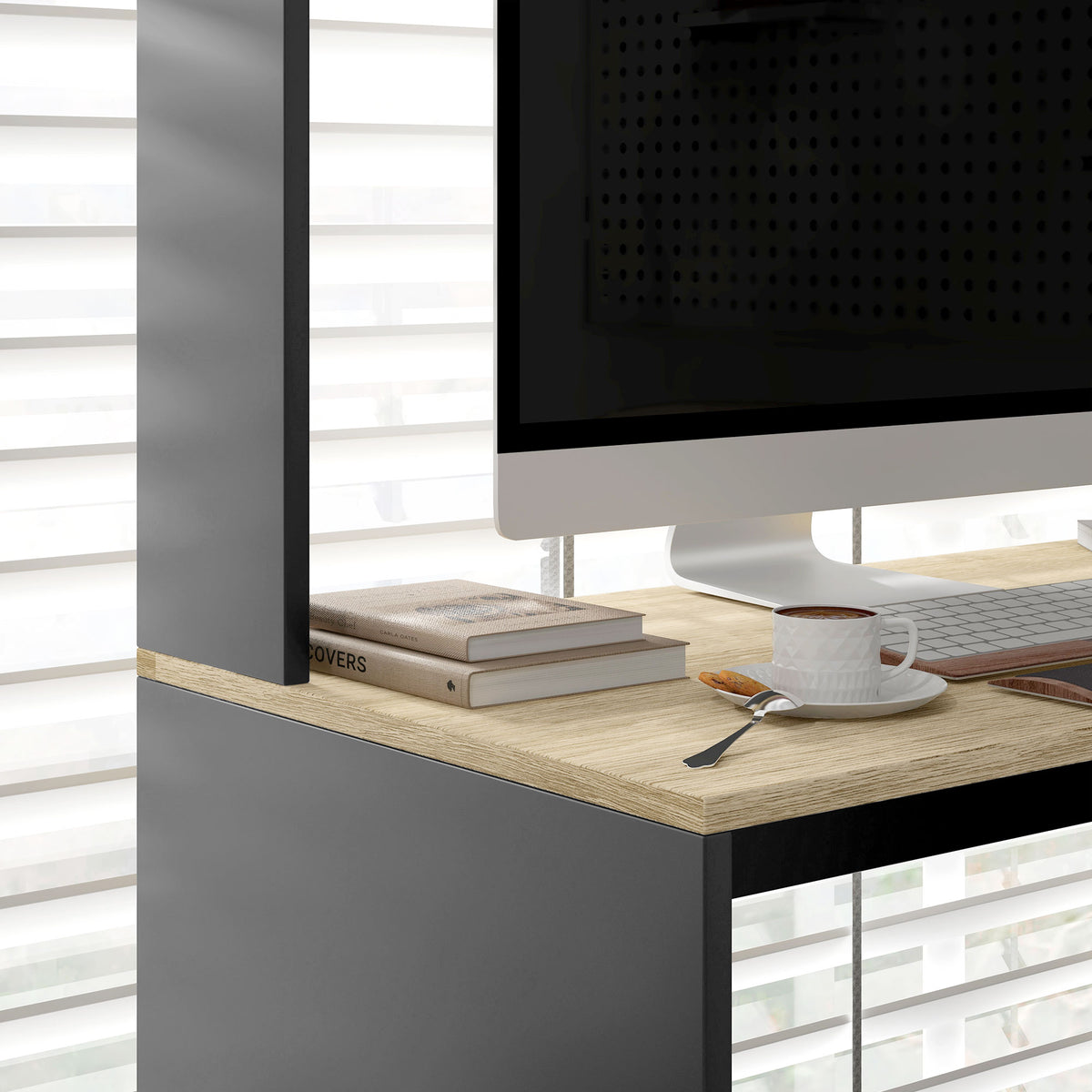 Bureau multi-rangements avec étagères, support pour unité centrale, grand bureau, 114L x 45l x 138H cm-7