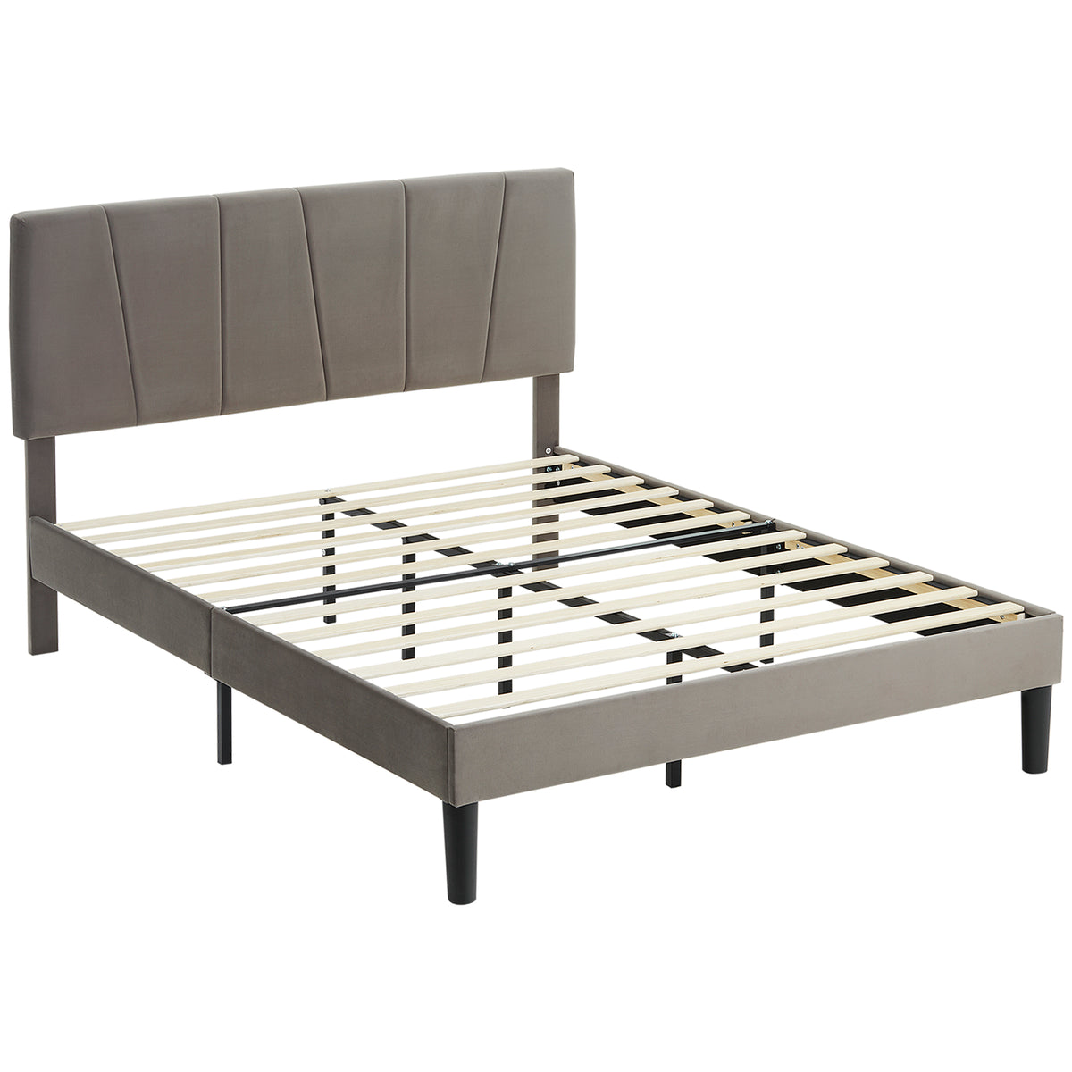 Cadre de lit double 140 x 190 cm lit 2 personnes tête de lit réglable sommier 150 x 198 x 100/105/110/115/120 cm gris-0
