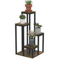 Support pour plantes étagère à fleurs 4 étagères différentes hauteurs structure acier 40 x 40 x 81 cm noir-0