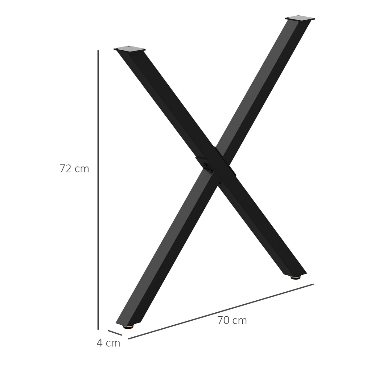 Lot de 2 pieds de table en forme en croix 70 x 72 cm design industriel pour table basse table de chevet noir-2