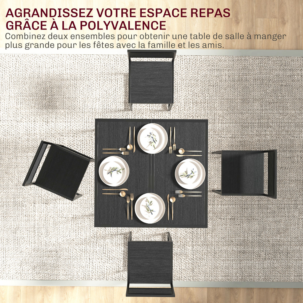 Ensemble table et chaises , table à manger 3 pièces avec 2 chaises encastrables, pour cuisine salon maison, noir-6