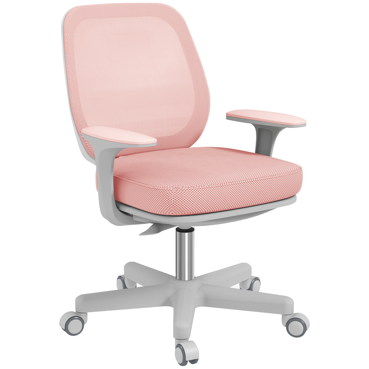 Fauteuil de bureau, chaise de bureau ergonomique en maille, hauteur réglable, 55x48x82,5-94,5cm, rose-0