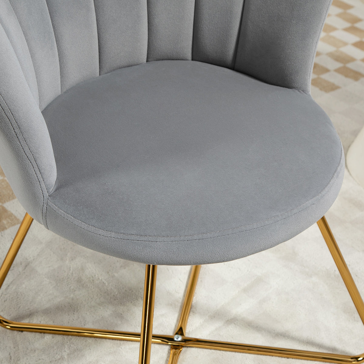 Fauteuil coquillage chaise coiffeuse fauteuil en velours fauteuil de salon avec pieds en acier 69 x 64 x 80 cm gris-8