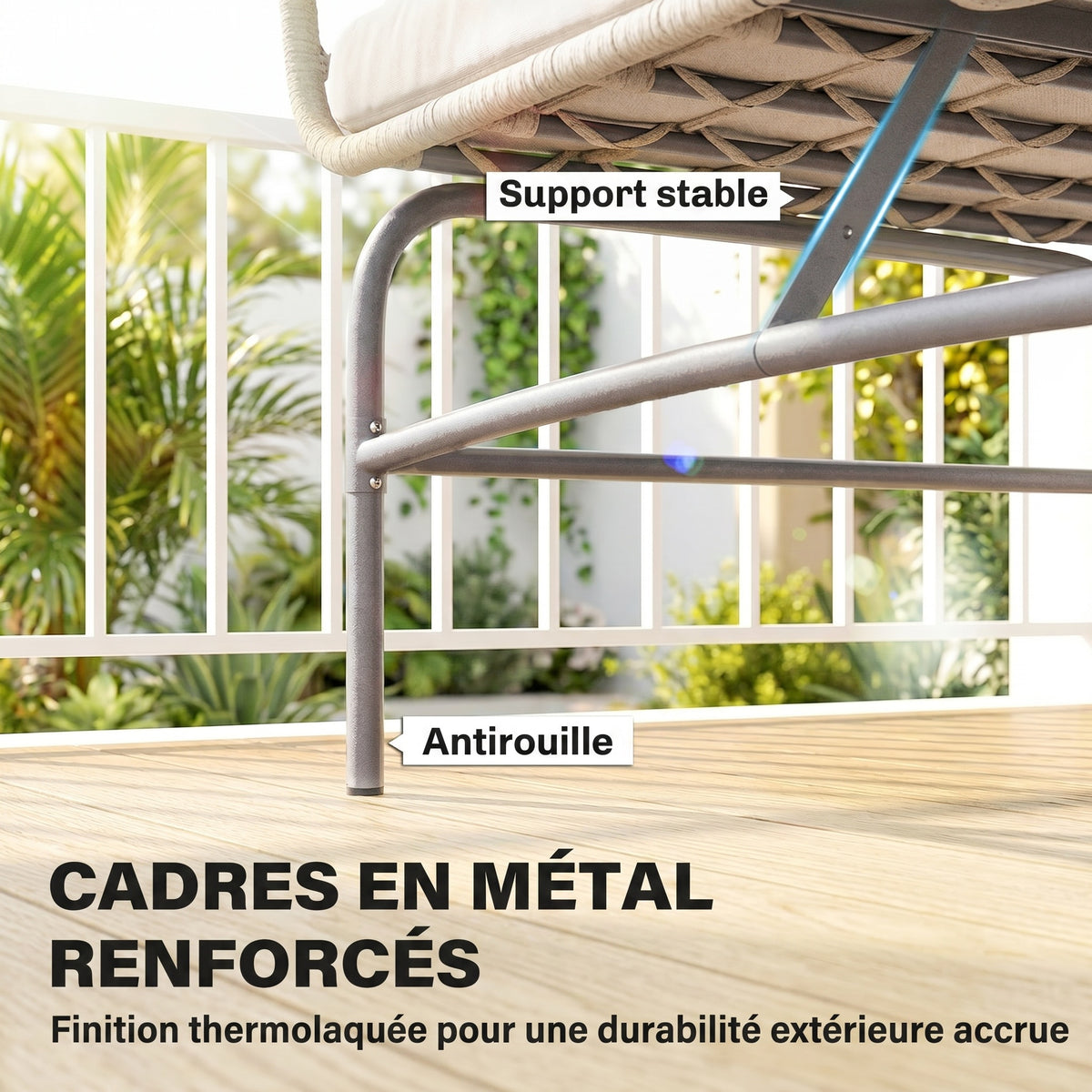 Canapé de Jardin 2 Places en Résine Tressée Coussins Épais Anti-glisse 120 x 67 x 79 cm Marron-6