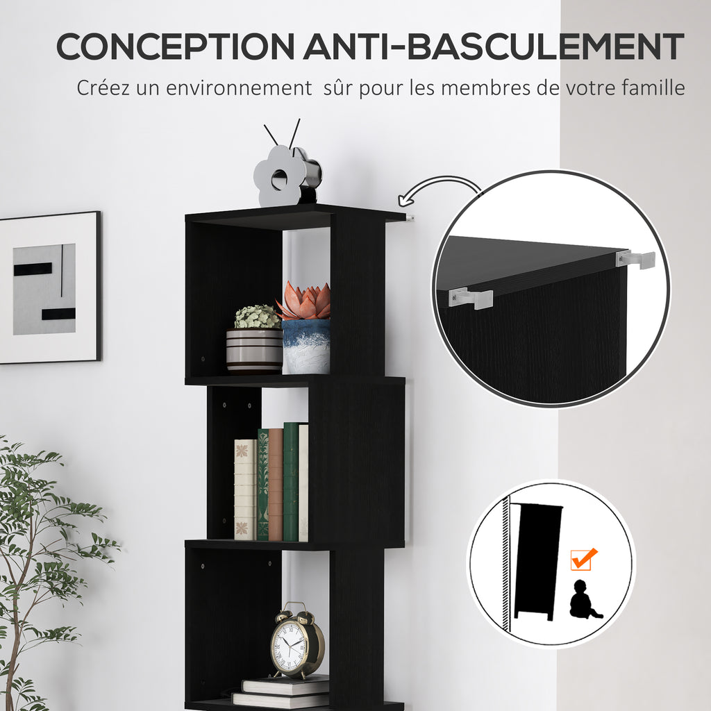 Bibliothèque étagère Design Moderne à 5 Niveaux – Rangement Pratique pour Maison ou Bureau, noir-5