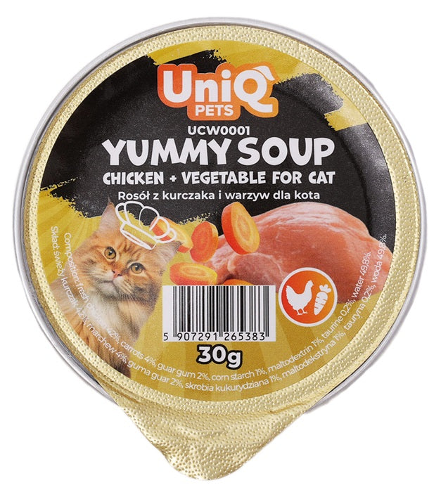 UNIQ PETS CAT YUMMY SOUP POLLO & VERDURE 30 GR.