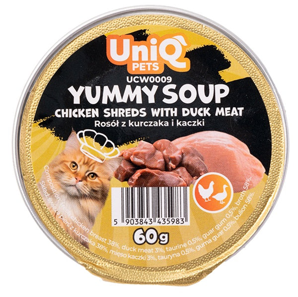 UNIQ PETS CAT YUMMY SOUP POLLO & ANATRA 60 GR.