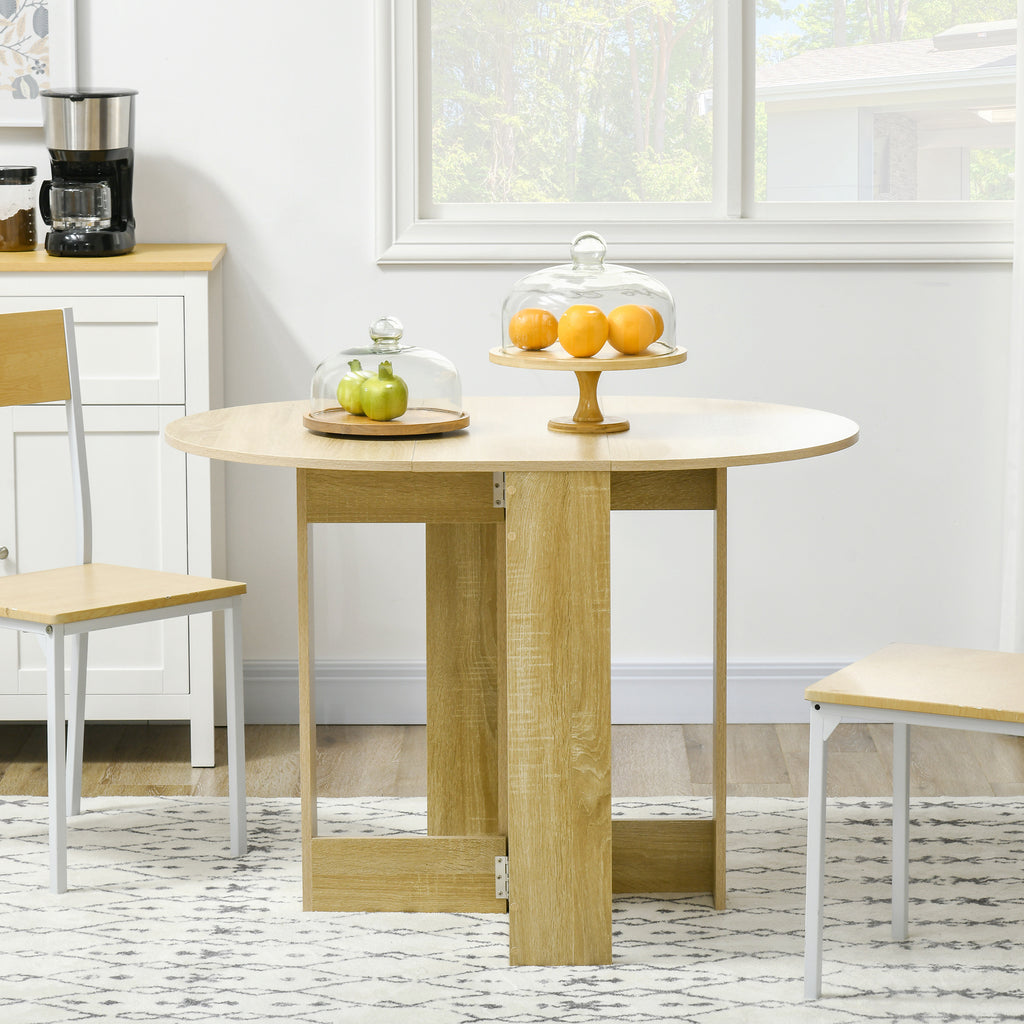 Table pliable de cuisine salle à manger 2 abattants - table ovale extensible - en bois chêne-9