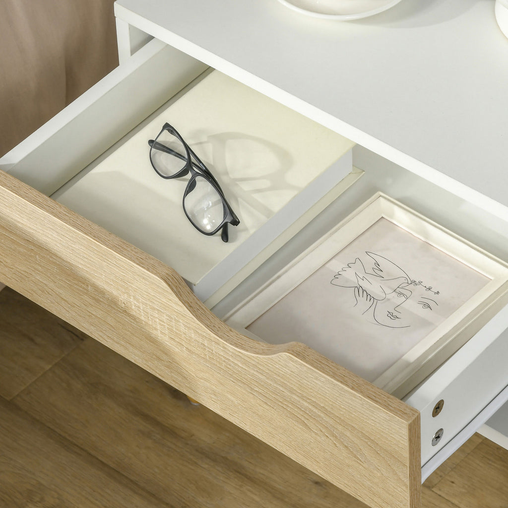 Lot de 2 Tables de Nuit tiroir Niche Design Moderne Panneau de Particules Classe E1 Pieds en Bois Massif 50 x 39 x 51 cm-8