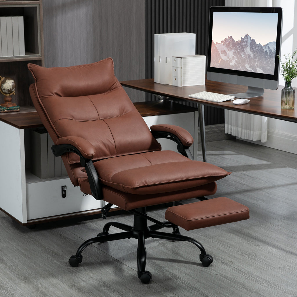 Fauteuil de bureau massant et chauffant, chaise de bureau, hauteur réglable, dossier inclinable, 66x74x121,5cm marron-1