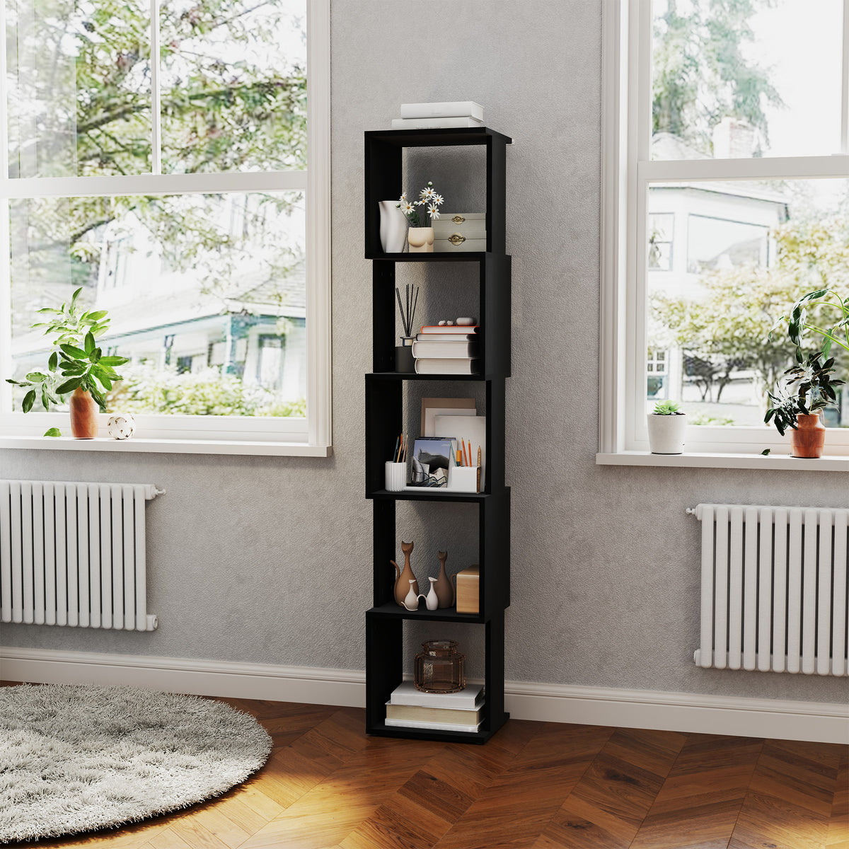 Bibliothèque étagère Design Moderne à 5 Niveaux – Rangement Pratique pour Maison ou Bureau, noir-6