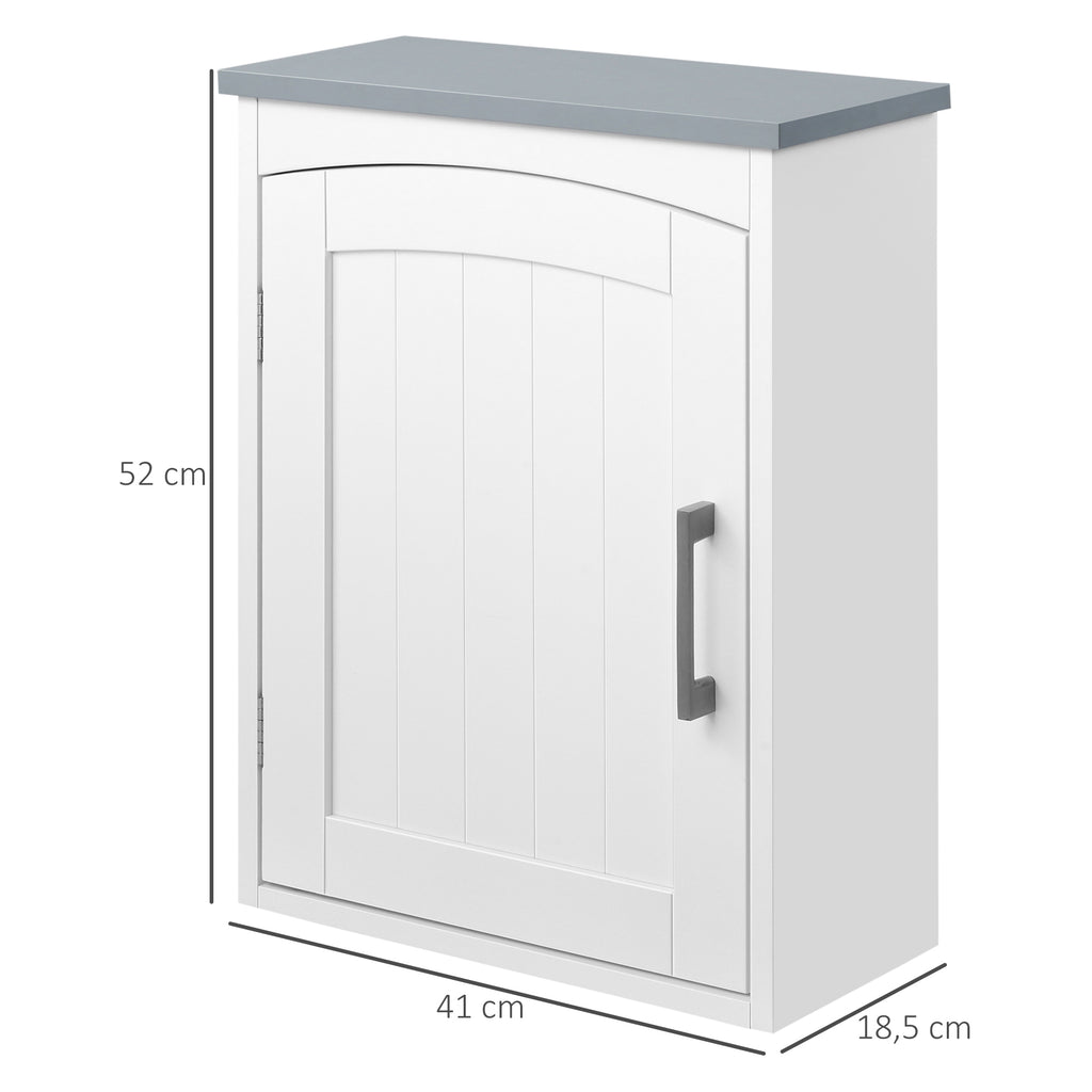 Meuble wc suspendu armoire à pharmacie murale armoire salle de bain rangement avec porte et étagère réglable - 41 x 18,5 x 52 cm - MDF - blanc-2