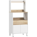 Meuble micro onde, buffet cuisine avec placard tiroir étagère supérieur, 60 x 40 x 131 cm chêne et blanc-0
