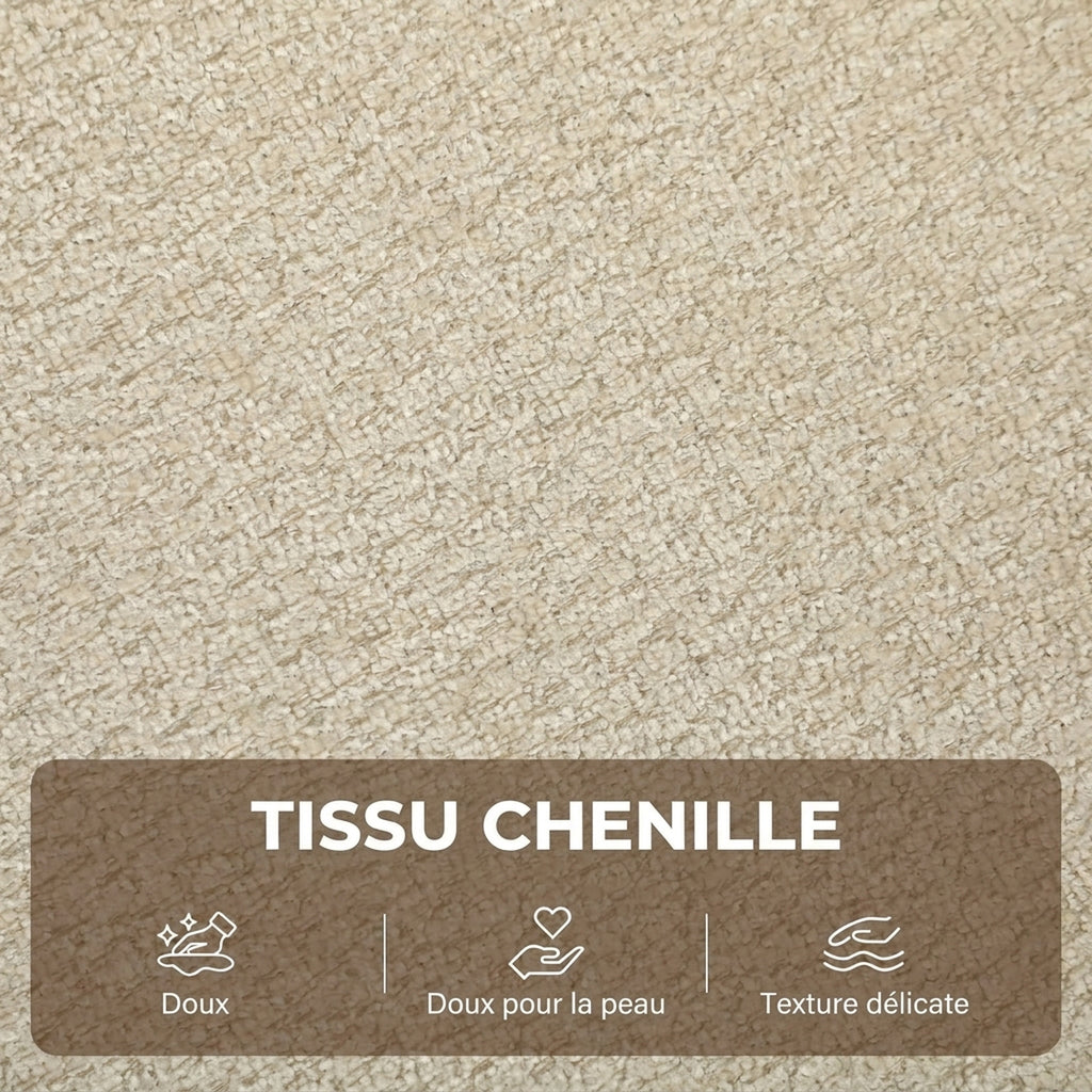 Canapé-Lit Pliable 245 cm, Canapé Compressé 3 Places Modulaire en Chenille avec Assise large, 3 Coussins, Beige-6