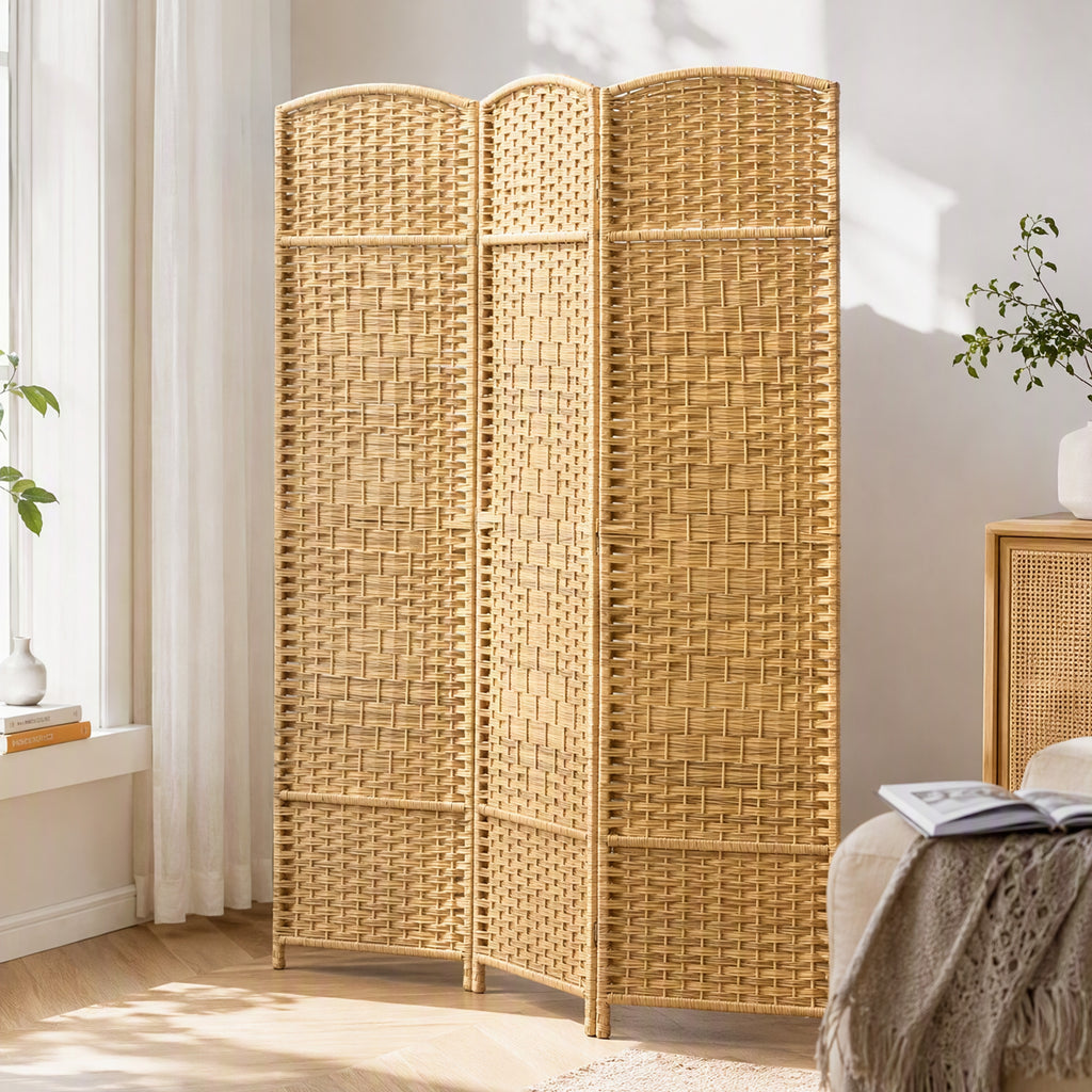 Paravent intérieur en bois 3 panneaux séparateur de pièce pliable pour salon chambre 135 x 180 cm bois naturel-7