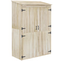Armoire de jardin armoire de rangement en bois 2 étagères 2 portes toit incliné 120 x 57 x 183 cm bois naturel-0