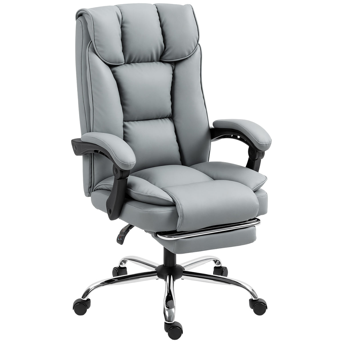 Chaise de bureau ergonomique, fauteuil de bureau inclinable avec repose-pieds, hauteur réglable, pivotante 360°, gris-0