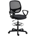Chaise bureau ergonomique, fauteuil de bureau avec repose-pieds et accoudoirs, hauteur réglable, 59x58x103-123cm, noir-0