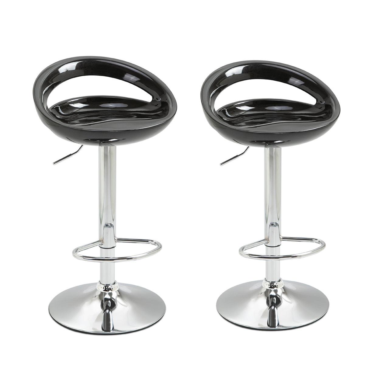 Lot de 2 tabourets de bar chaises de bar hauteur réglable dossier et repose-pieds pivotant à 360° 46x41x76-96cm noir-0