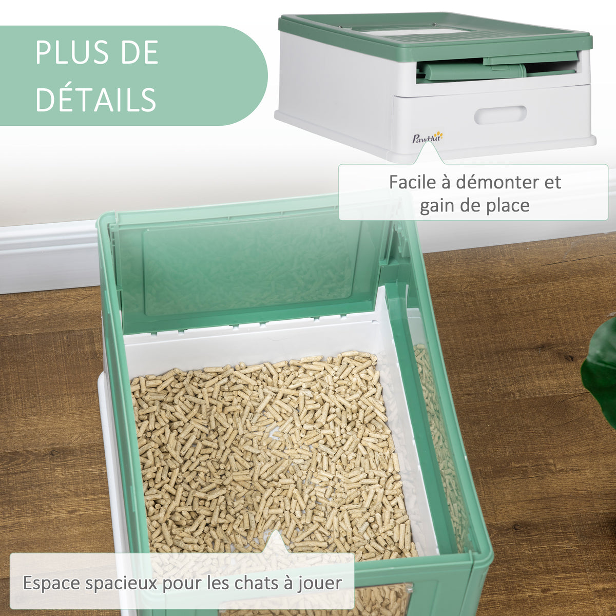 Lot de 2 maisons de toilette pour chat pliable double porte battante et supérieure pelle fourni 47,5 x 35,5 x 36,7 cm-6