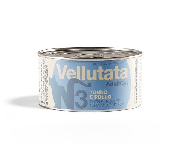 NATURAL CODE VELLUTATA 3 TONNO & POLLO 85 GR.
