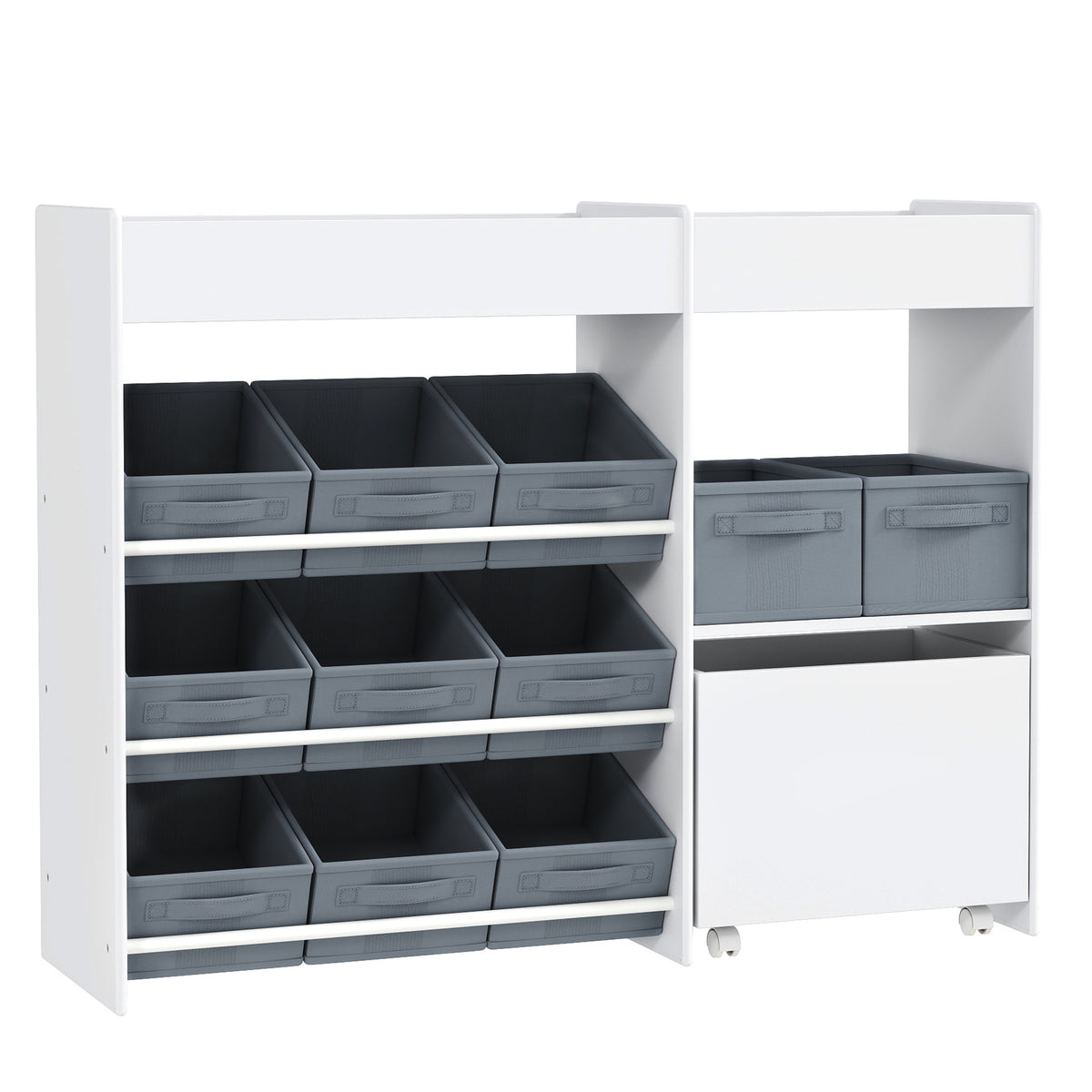 Étagère à jouets pour enfants étagère à livres 11 bacs de rangements en tissu non tissé 105 x 30 x 80 cm blanc-0
