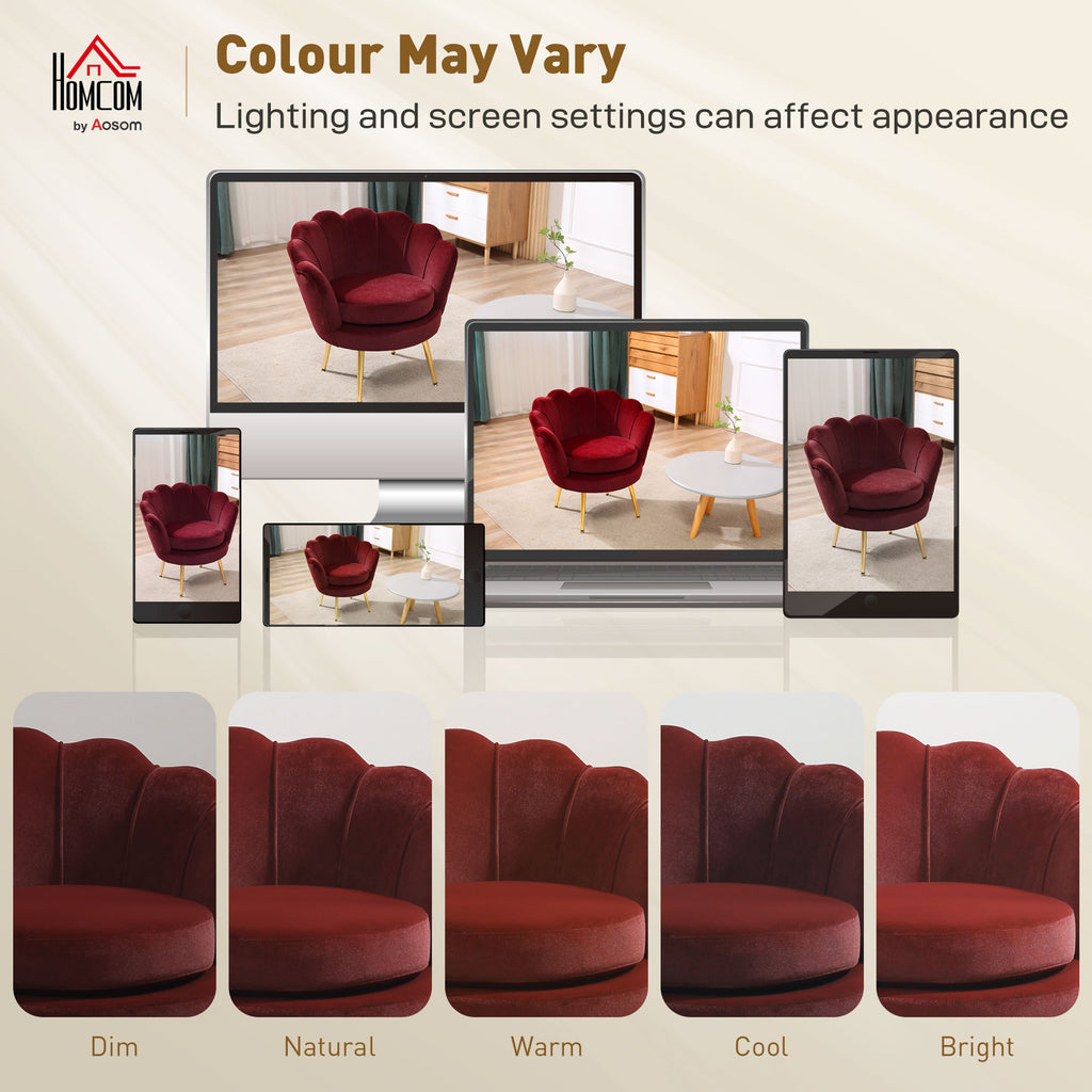 Fauteuil salon fauteuil en velours fauteuil coquillage avec pieds en métal doré pour chambre à coucher, rouge-8