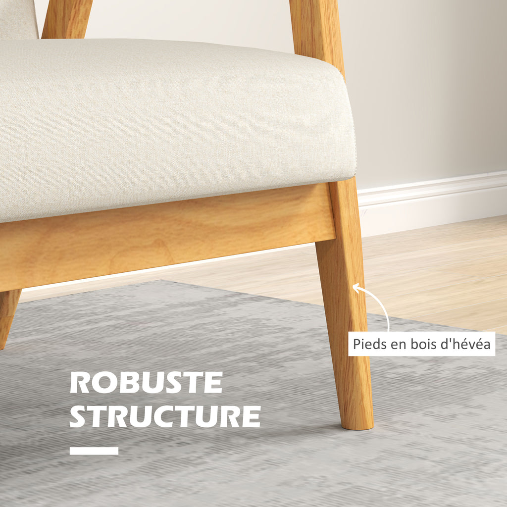 Canapé 2 places 115 cm canapé scandinave avec dossier capitonné, assise rembourrée et accoudoirs, beige-4