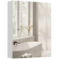 Armoire avec Miroir en Bois Rangement Salle de Bain Fermeture Porte Tampon MDF-0