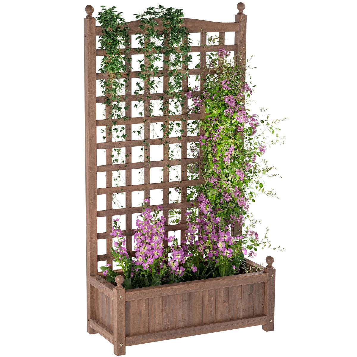 Jardinière avec Treillis - bac à Fleurs - jardinière sur Pied - 64L x 28l x 120H cm Inserts d'irrigation-0
