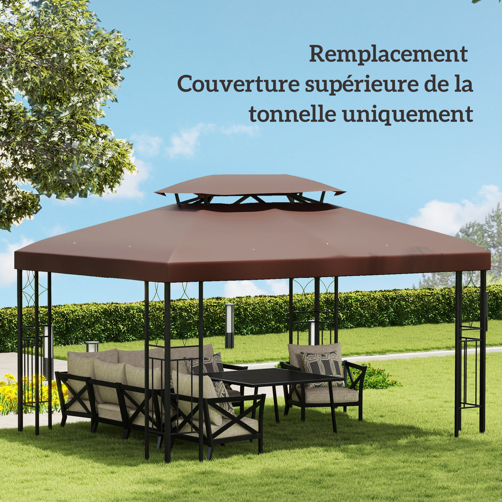 Toit de Rechange pour Tonnelle Marron  3 x 4 m-6