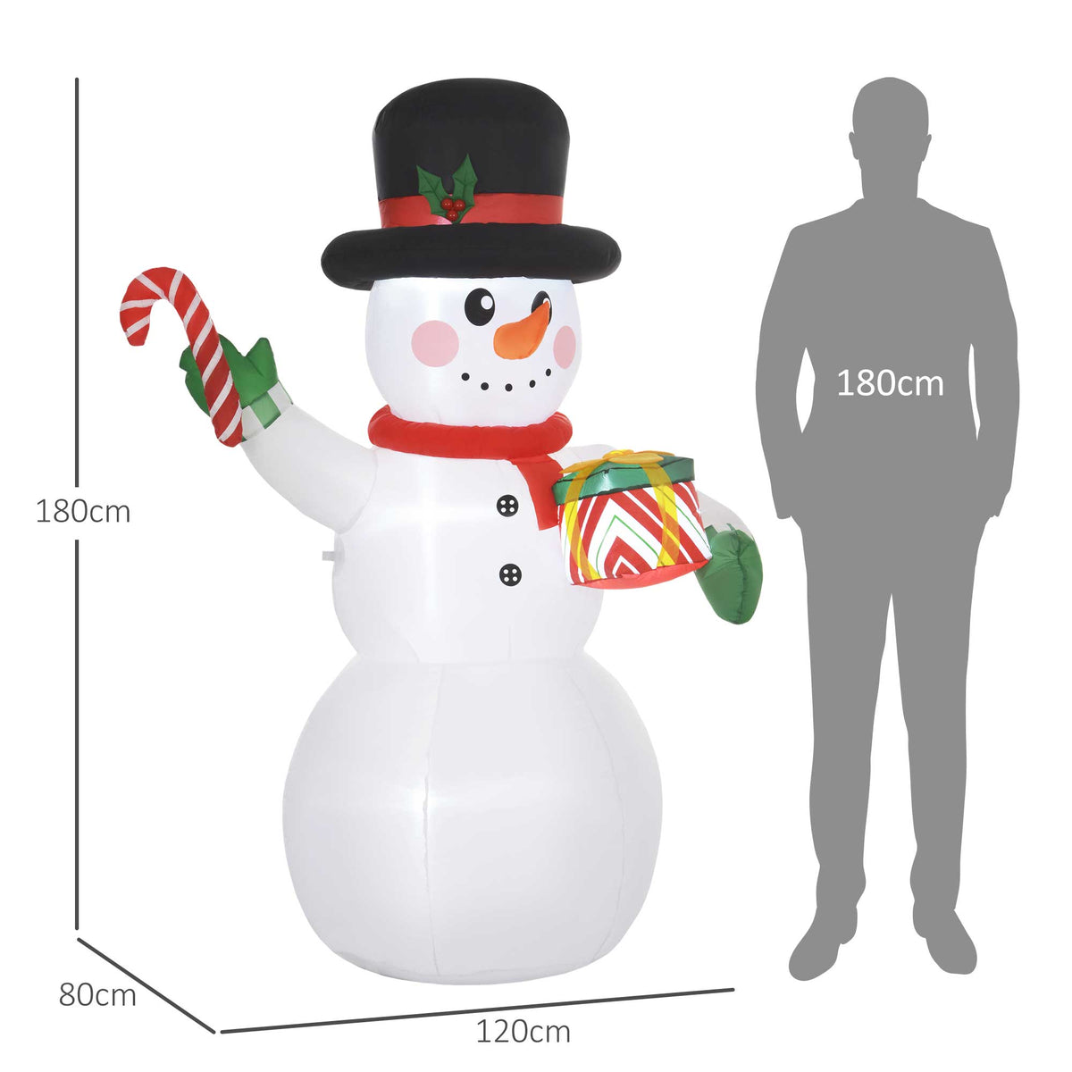 Pupazzo di neve gonfiabile di Natale 180 cm con luci LED e gonfiatore