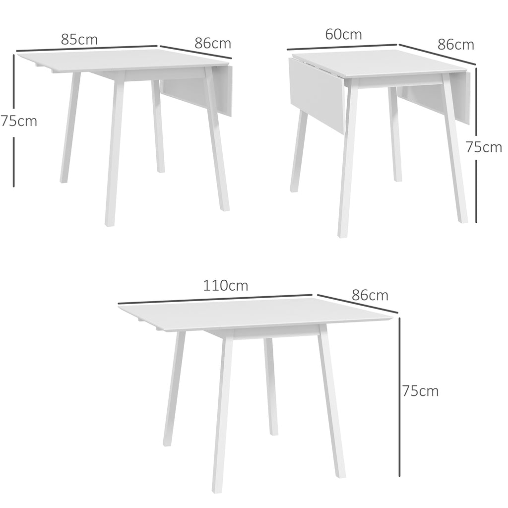 Table de cuisine pliable table à manger pliante avec plateau rabattable en bois pour 2 à 4 personnes blanc-2