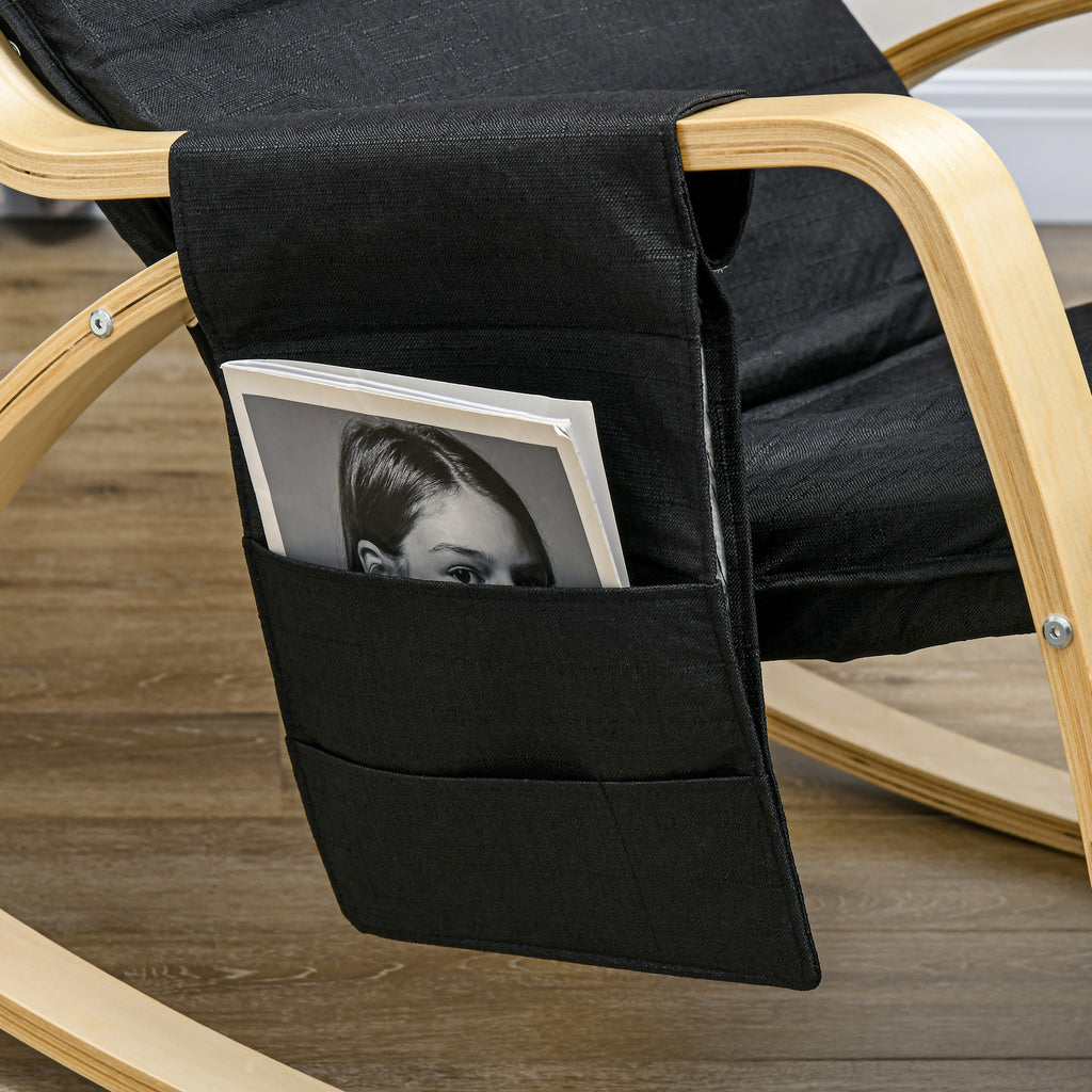 Fauteuil relax à bascule fauteuil allaitement avec repose-pieds réglable, poche latérale et appui-tête, noir-8