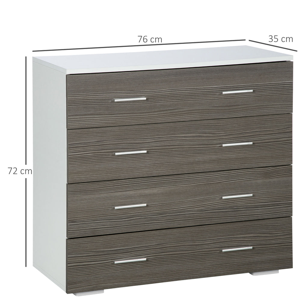 Commode meuble de rangement style contemporain 4 tiroirs 76 x 35 x 72 cm blanc et gris-2