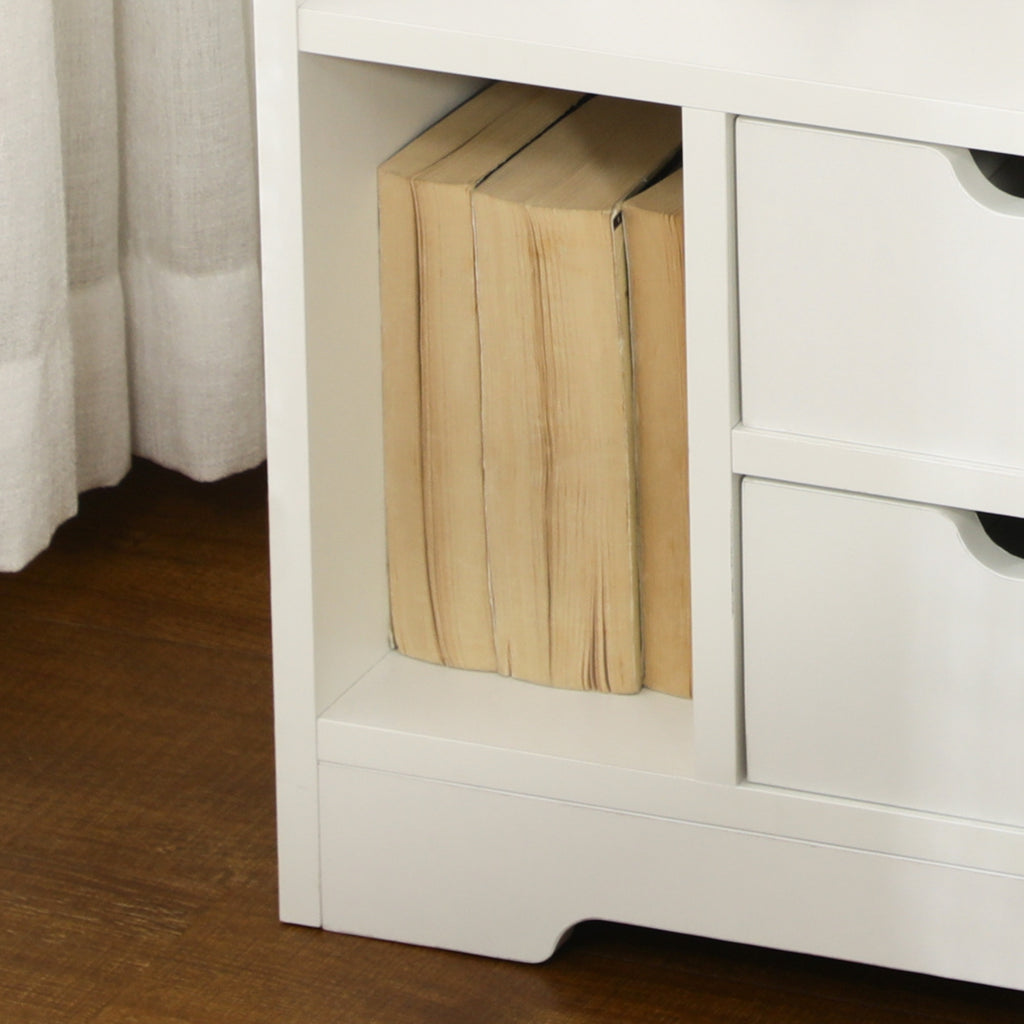 Table de Chevet Table de Nuit Multi-Rangement 2 tiroirs Niche étagère en bois Blanc-8