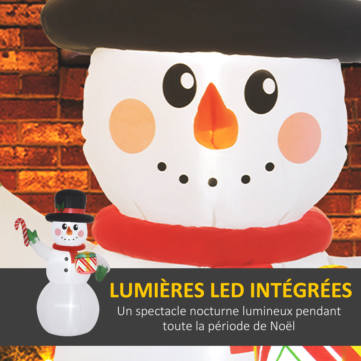 Pupazzo di neve gonfiabile di Natale 180 cm con luci LED e gonfiatore