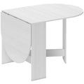 Table à manger pliante, table pliante cuisine ovale jusqu'à 6 personnes, pour petits espaces, salle à manger, blanc-0