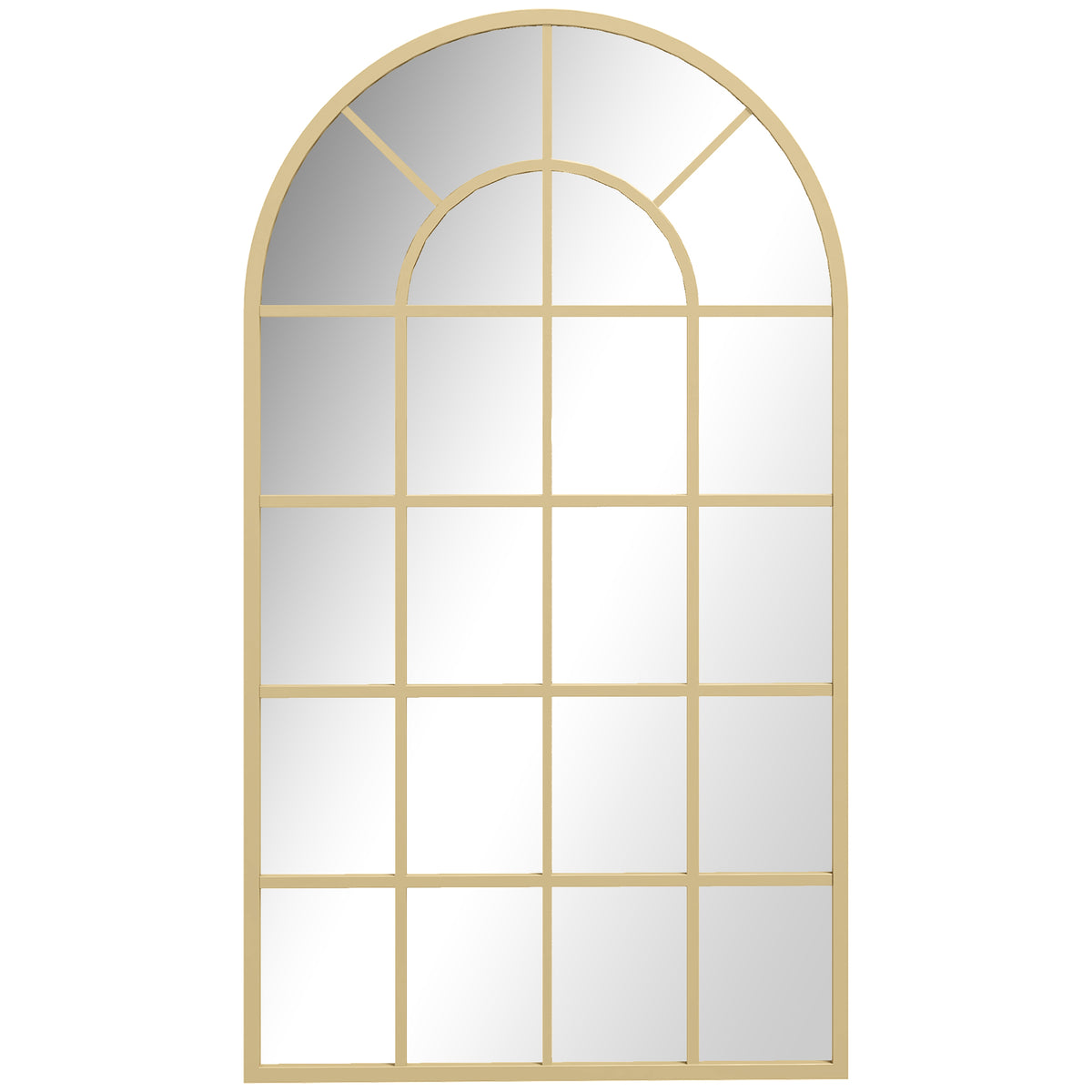 Miroir verrière arche style industriel fenêtre arcade métal 110 x 65 cm doré-0