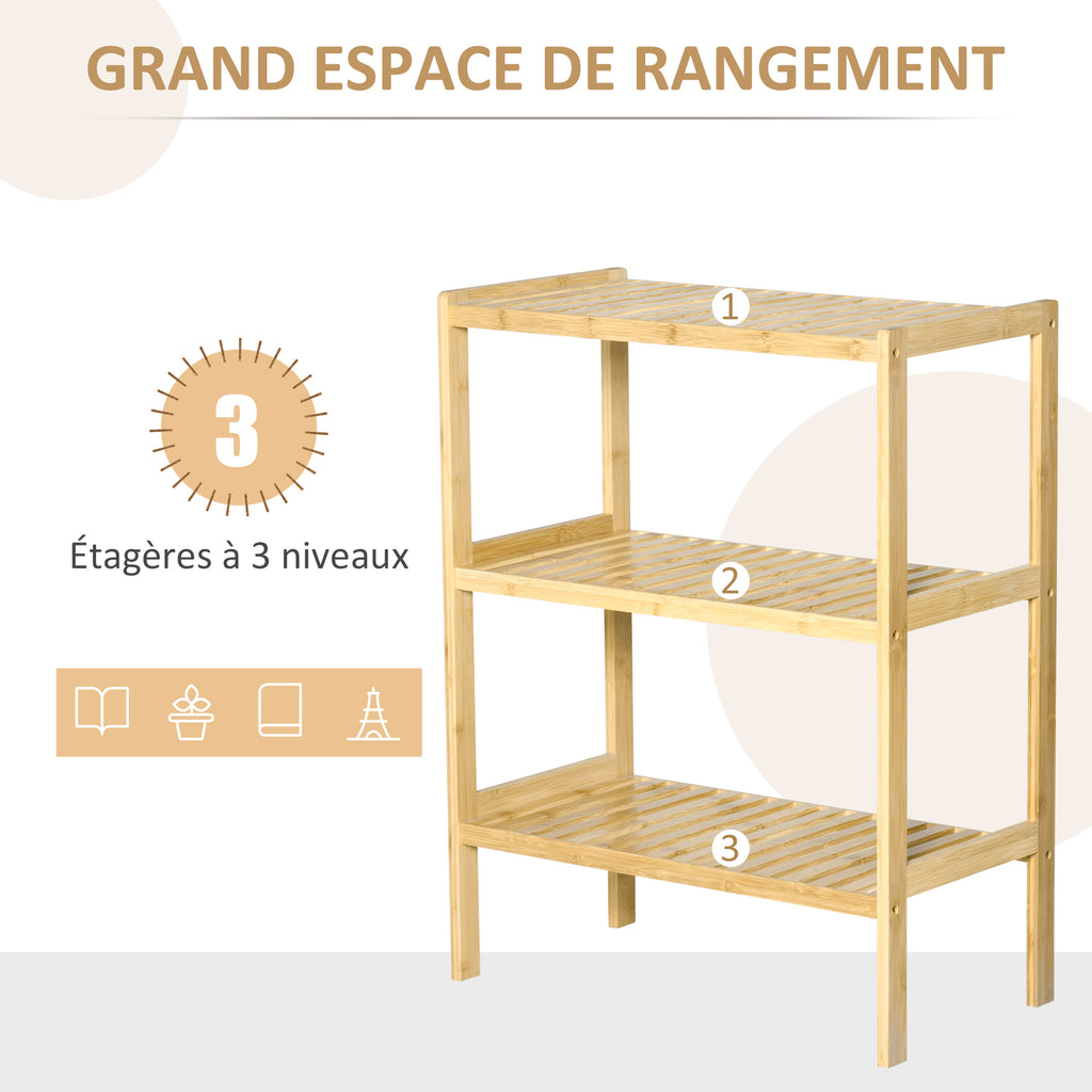 Étagère de rangement, étagère en bambou à 3 niveaux, bibliothèque pour salon, chambre et bureau, 62 x 33 x 80 cm-5