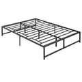 Cadre de lit double 140 x 190 cm, lit double 2 personnes en acier, hauteur 31 cm avec rangement, sommier à lattes, noir-0