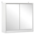 Armoire Murale Miroir Salle de Bain 2 étagères dim. 48L x 14l x 45H cm Panneaux Particules MDF Blanc-0